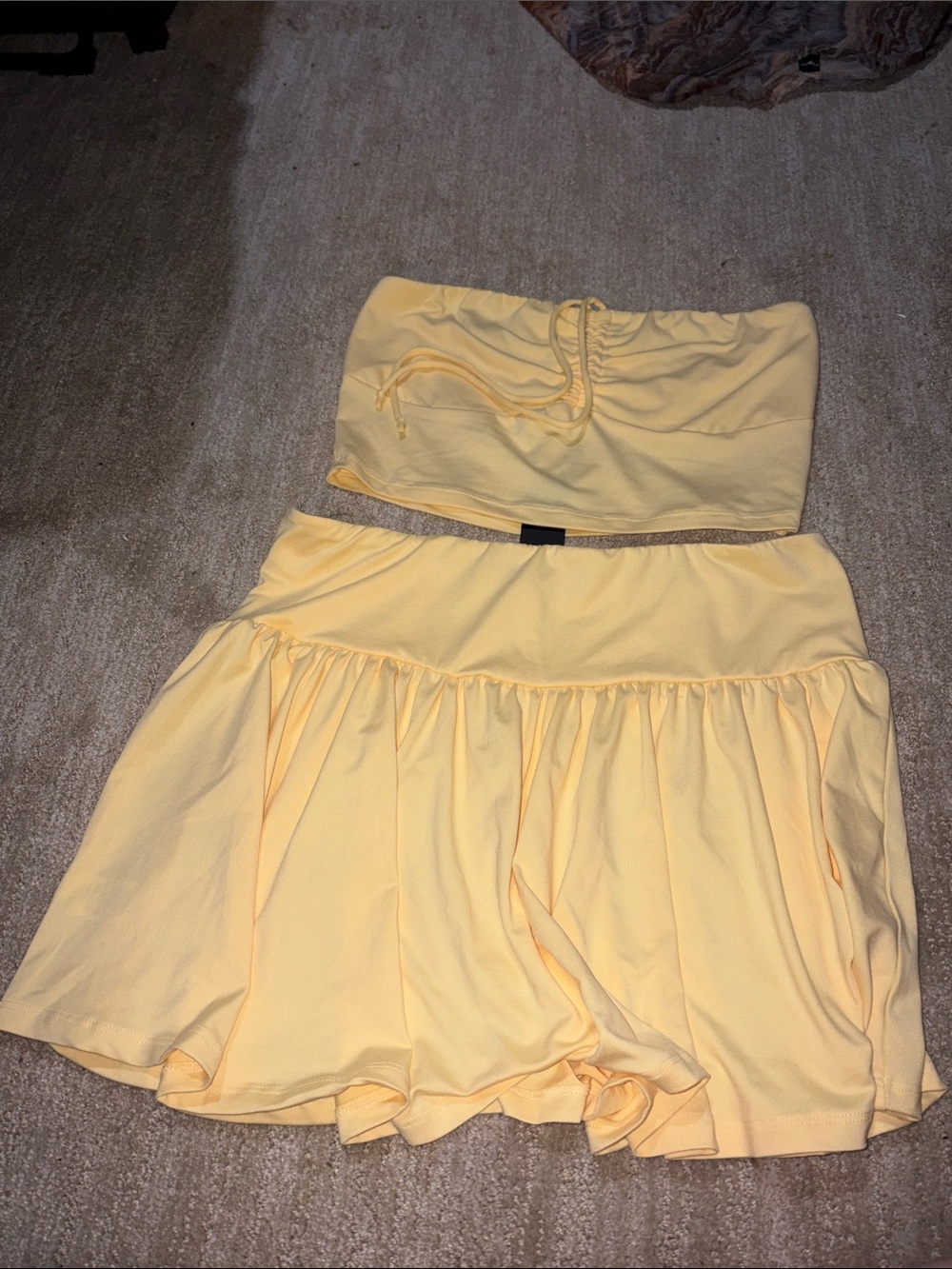 Fashion Nova Two-Piece Yellow Circle Skirt Set